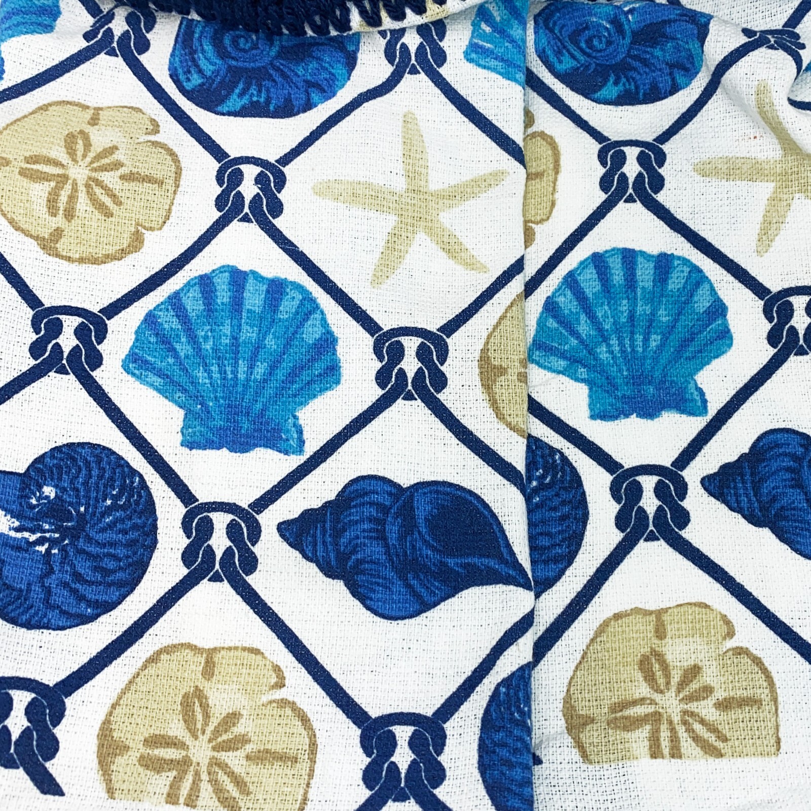 Coastal Seashell Starfish Hanging Kitchen Towel Set Crochet Top Beach Salt LIfe gallery