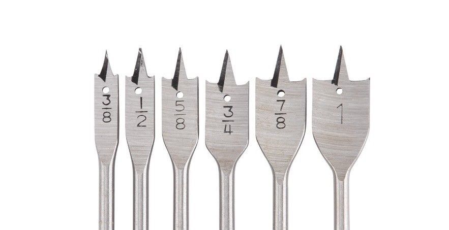 3/8", 1/2", 5/8", 3/4", 7/8", 1"inch 6pc Spade Paddle Flat Wood Boring Bits New gallery
