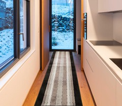 Custom Size Square Design Grey Washable Non Skid Runners 26″/30″/36″ Wide Option