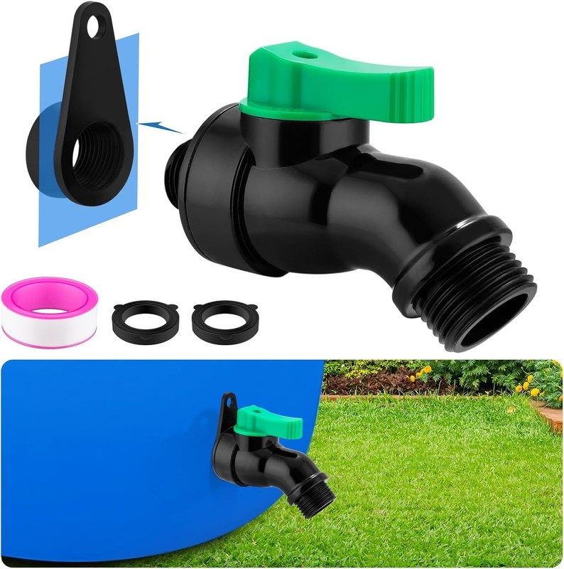 Rain Barrel Spigot Kit with High Flow Valve No Inside Access Needed,External Ins gallery