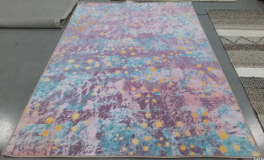 PURPLE / LTBLUE 5'-5" x 7'-7" Back Stain Rug, Reduced Price 1172802078 KPH257V-5