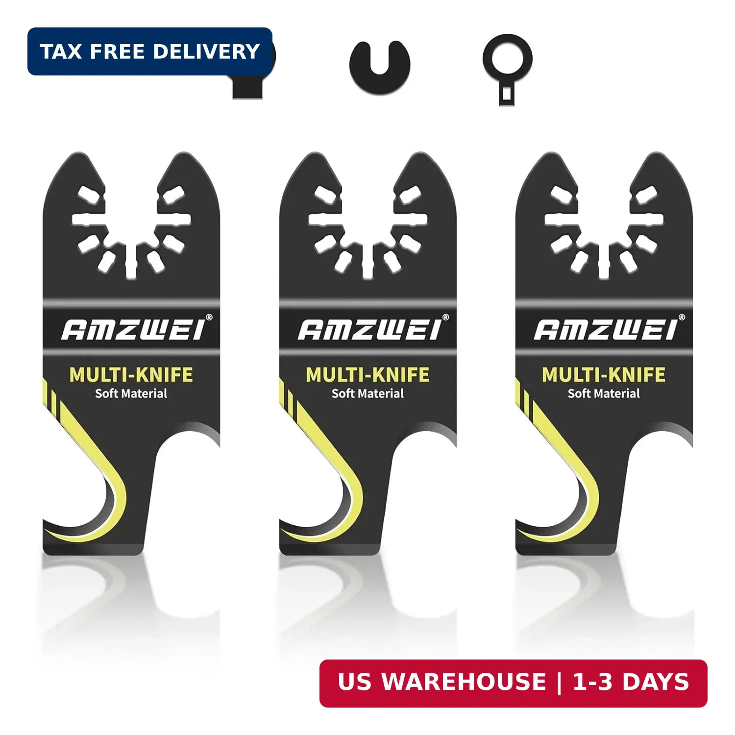 AMZWEI 3PCS Hook Knife Oscillating Multi Tool Blade, Hook Push Pull Scraper Saw gallery