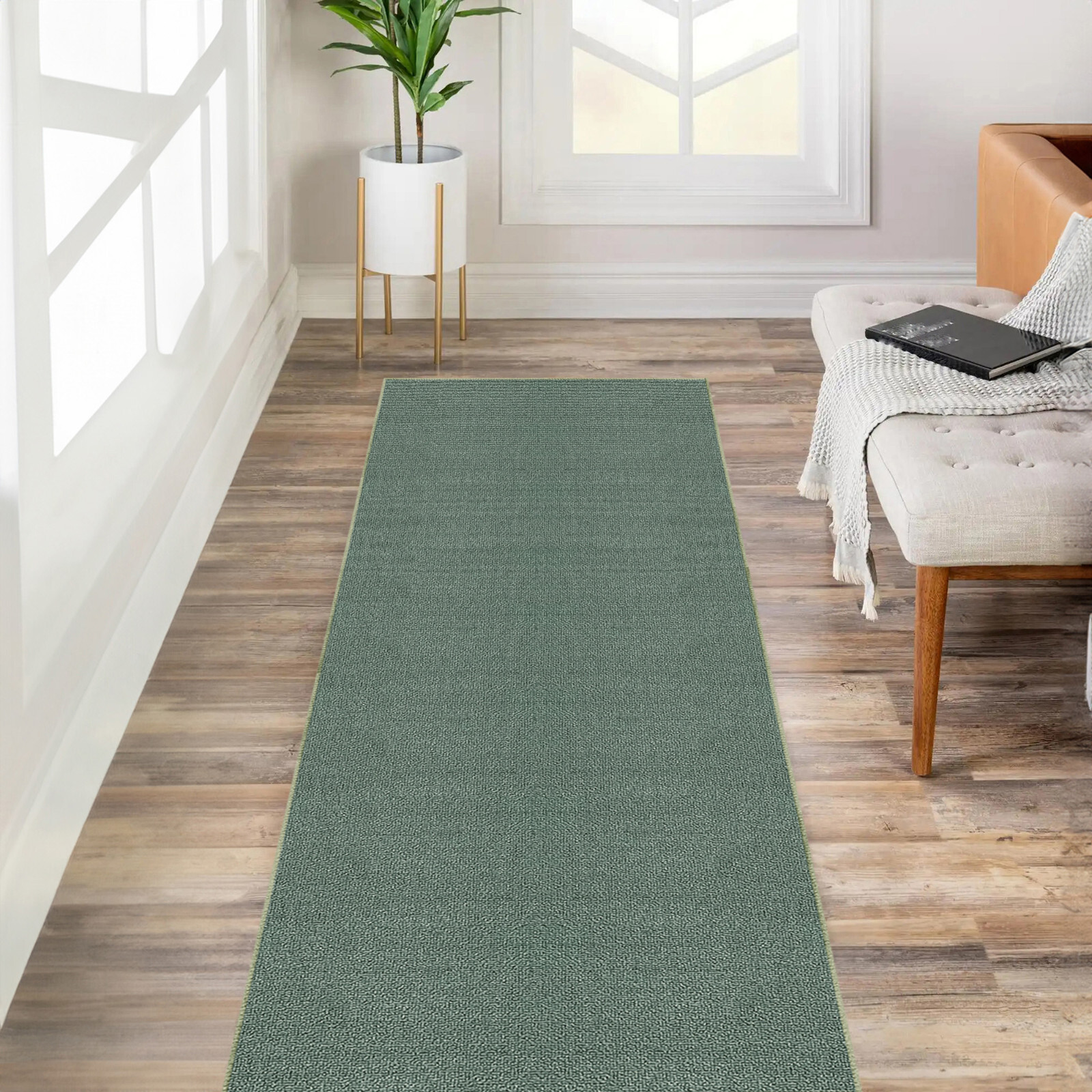 Custom Size SOLID TEAL GREEN Stair Hallway Runner Rug Non Slip Rubber Back gallery