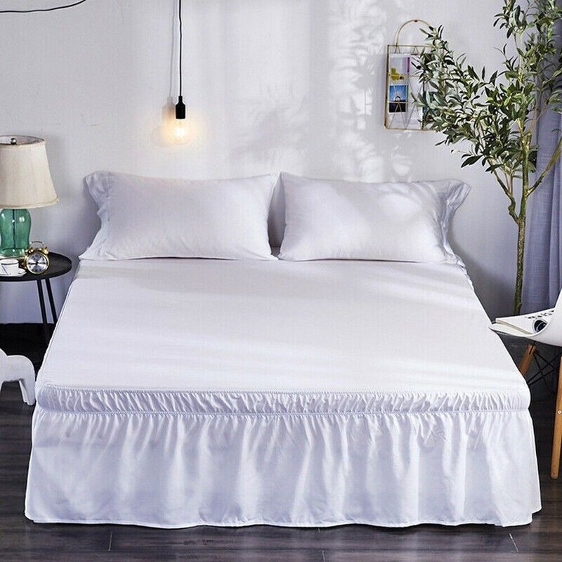 16'' Solid Elastic Bed Skirt Dust Ruffle Pleat Wrap Around Bedding Spread Cover gallery