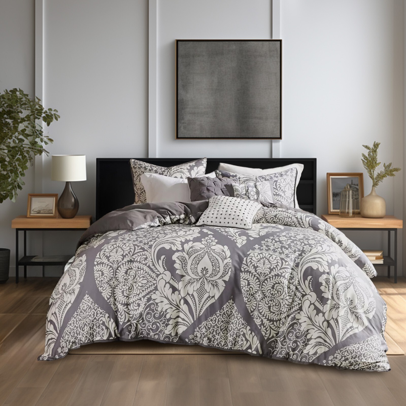 Madison Park 6 Piece Contrasted Color Cotton Sateen Printed Duvet Cover Set gallery