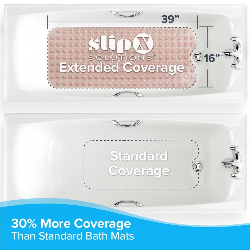 SlipX Solutions Extra Long Bath Mat: 39" Coral Bathtub Mat with Suction Cups gallery