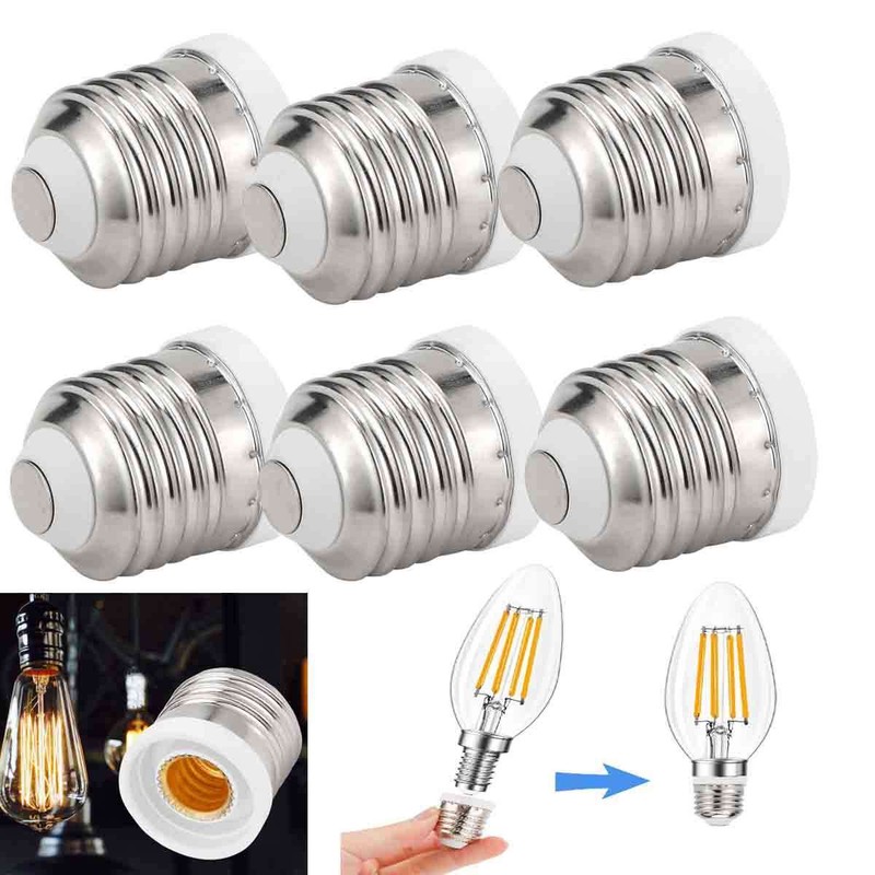Light Bulb Socket Adapter Medium Base E26 to E12 Candelabra Screw Reducer gallery