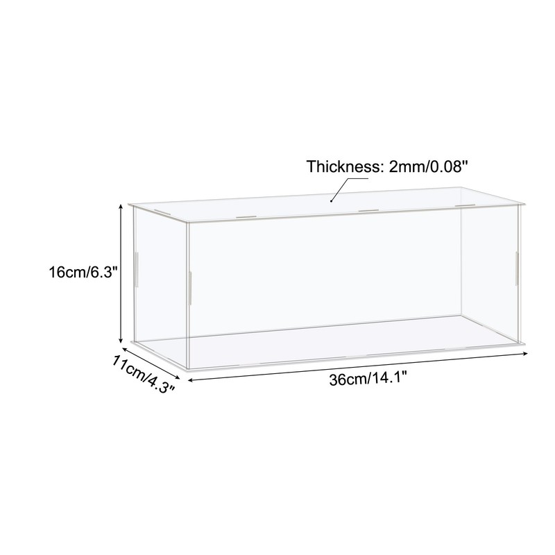 Display Case Box Acrylic Box Transparent Showcase 36x11x16cm for Collectibles gallery