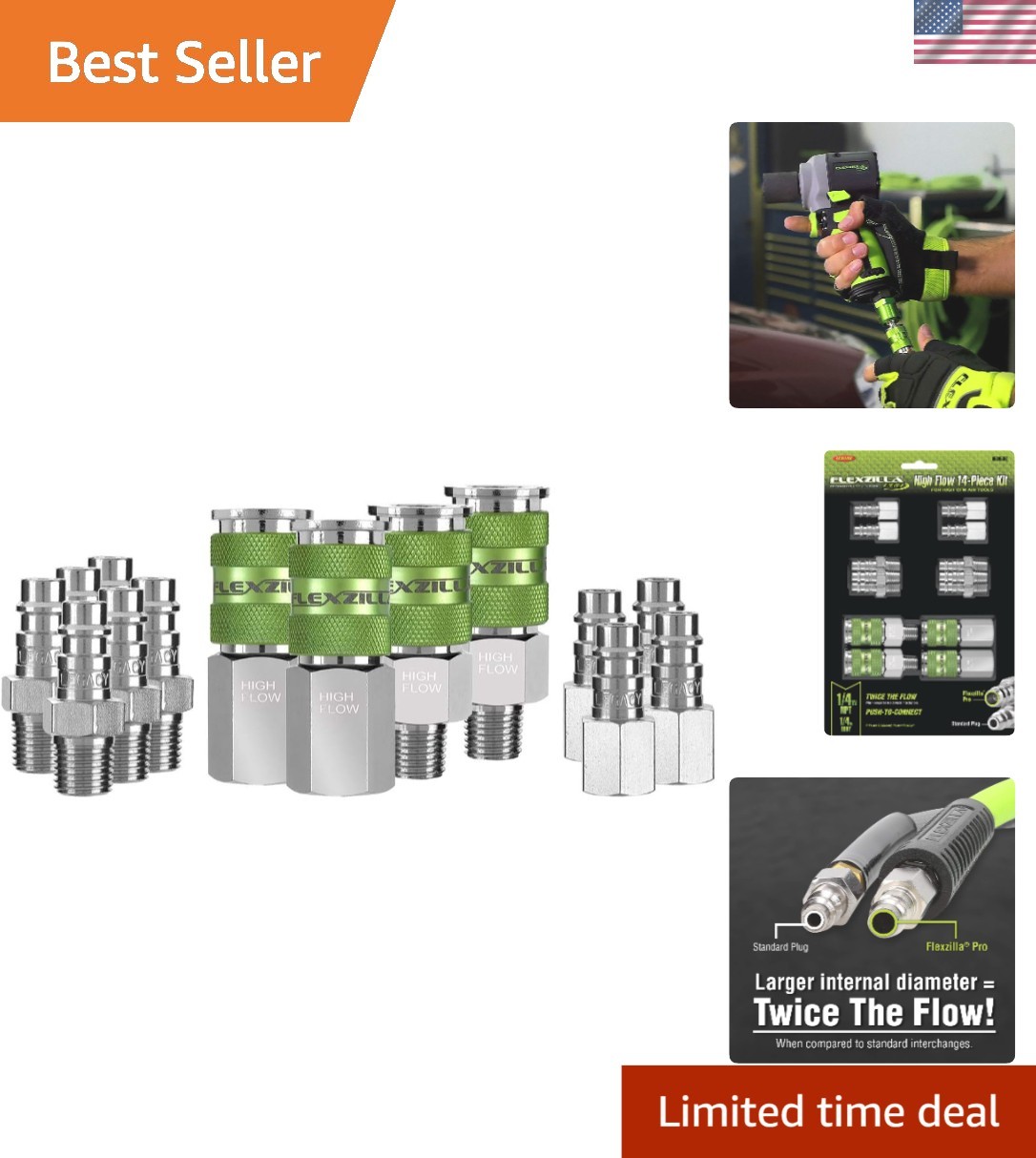 High Flow Performance Coupler & Plug Kit - 1/4" NPT, Easy Push-to-Connect System gallery