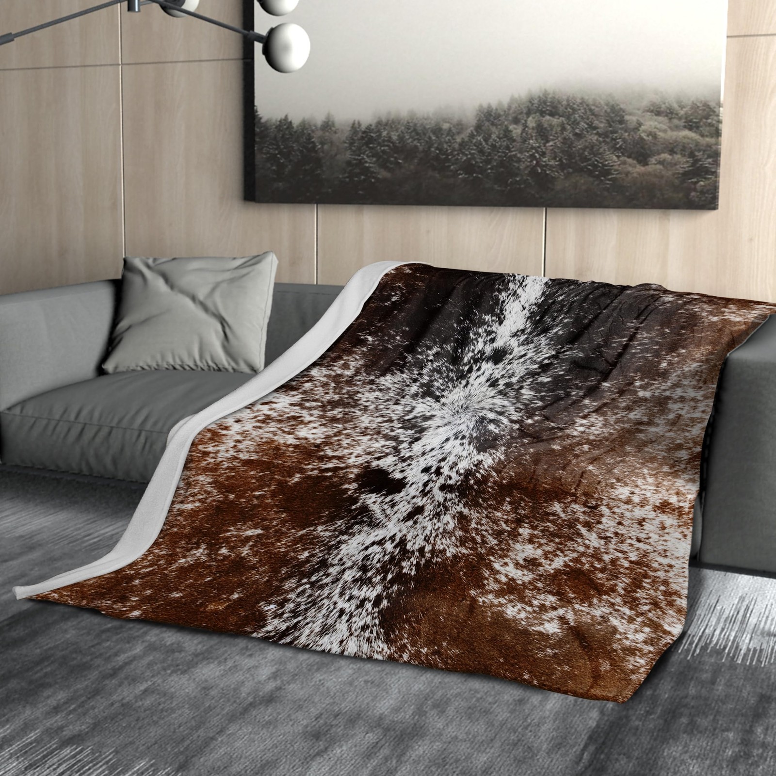 Cow Print Blanket Soft Flannel Lightweight Cowhide Western Throw Blanket Cozy... gallery