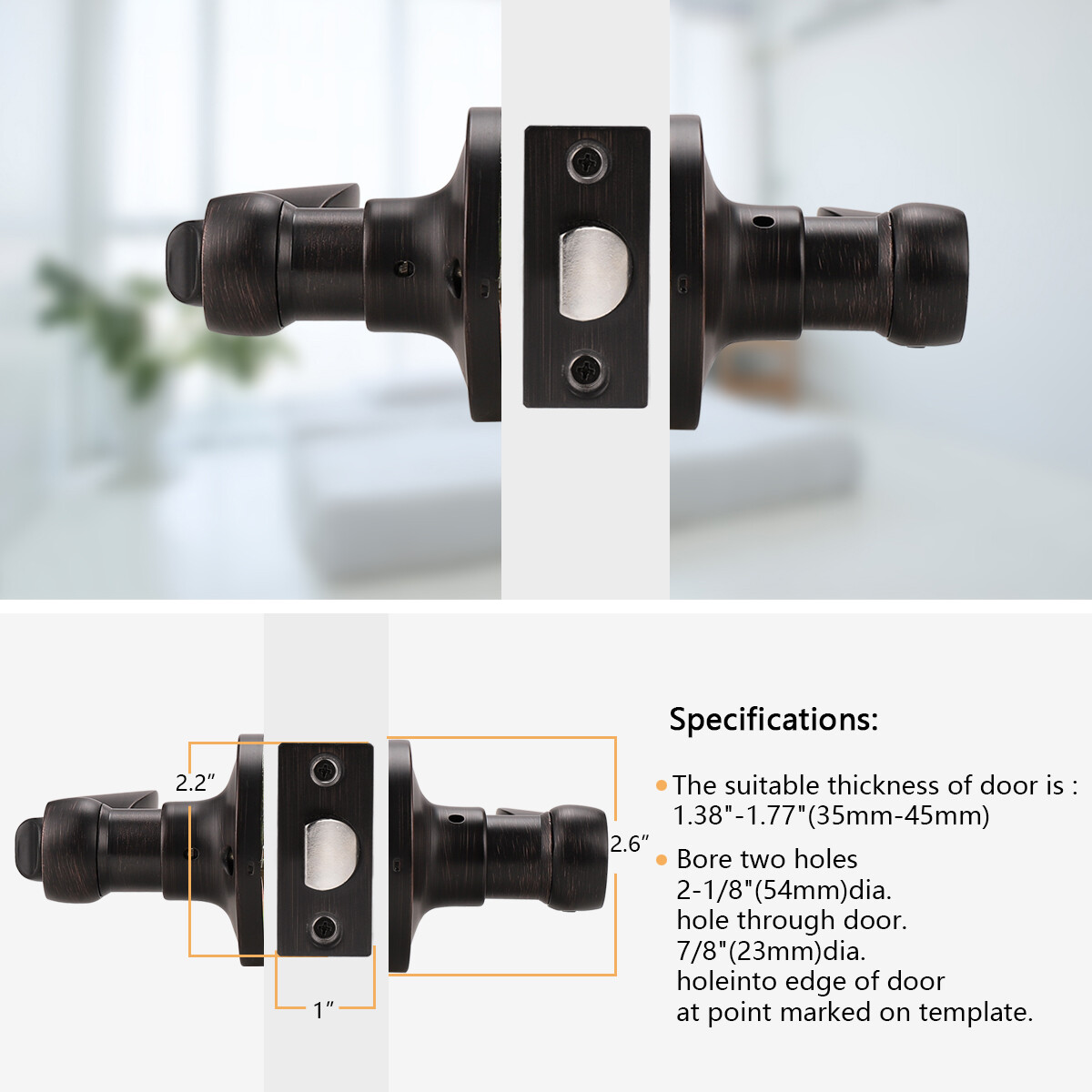 Privacy Handles Passage Wave Door Levers Round Entry Locks Oil Rubbed Bronze gallery
