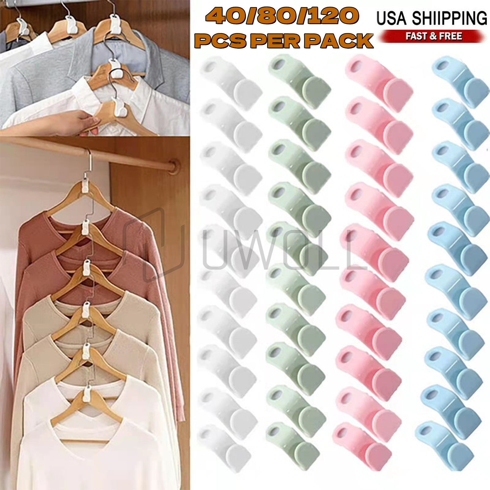 120 Pcs Clothes Hanger Connector Hooks Closet Hanger Organizer Space-saving Clip gallery