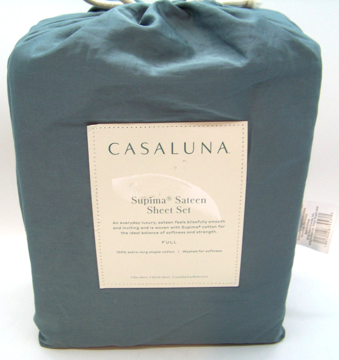Casaluna 500 Thread Count Supima Sateen Solid Sheet Set Full Size, Teal Green gallery