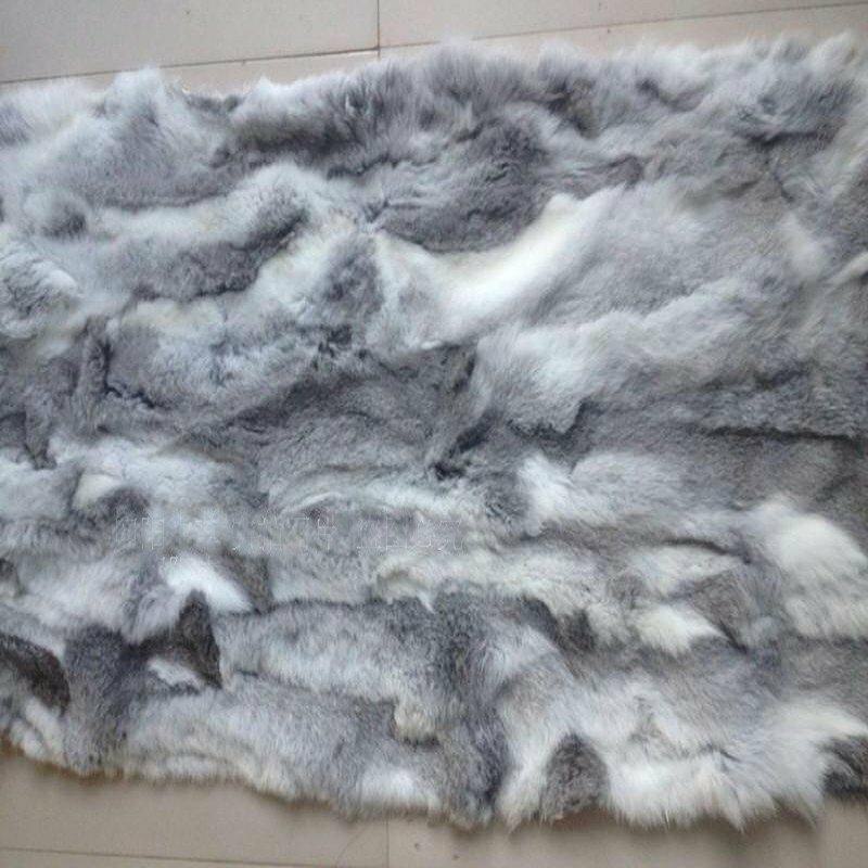 Real Rabbit Fur Natural Patchwork Blanket Carpet Rug Throw DIY Material Fur Raw gallery
