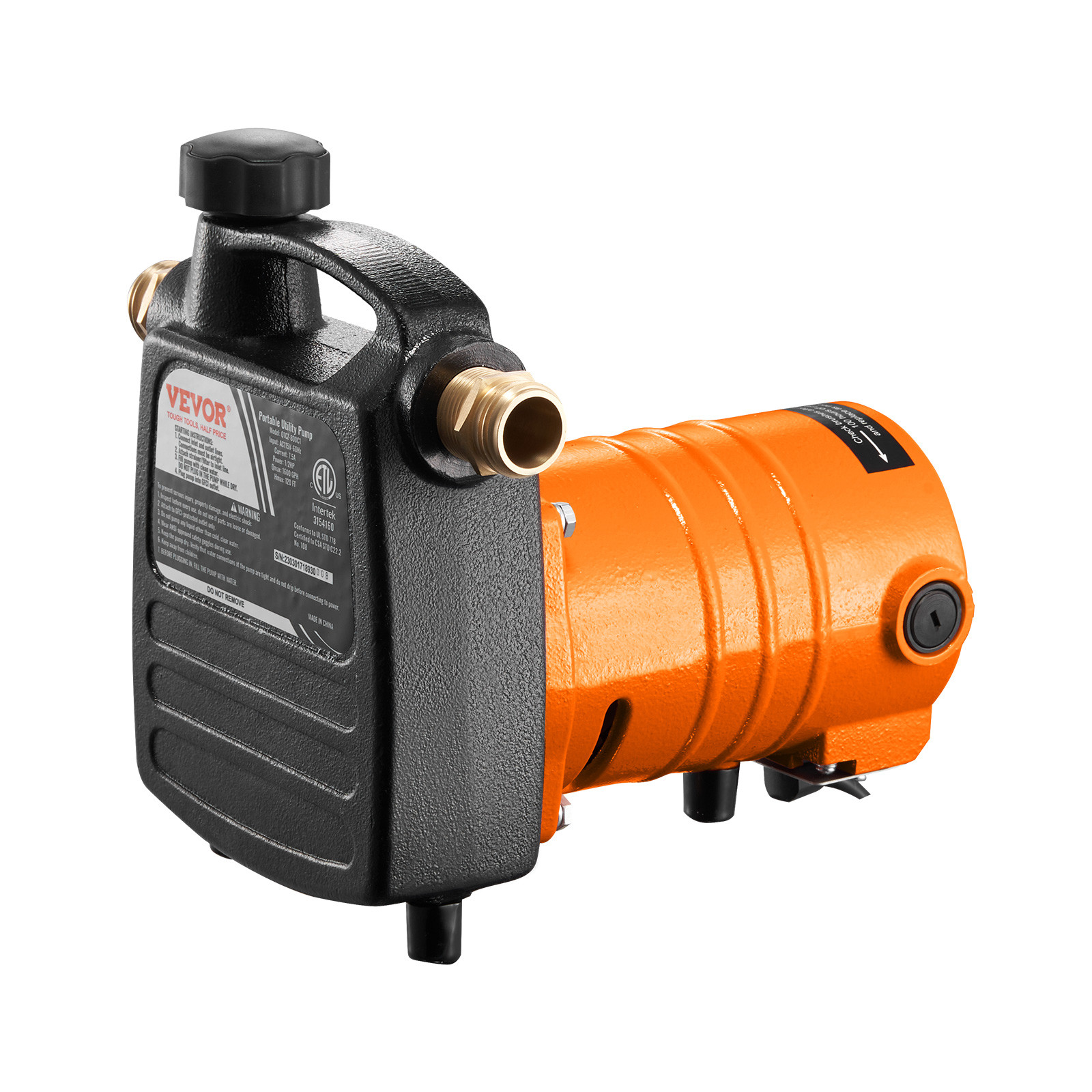 VEVOR Cast Iron Utility Water Transfer Pump Portable Utility Pump 1/2HP 1600 GPH gallery