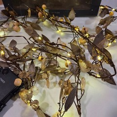 Pottery Barn Rustic Leaf String Lighted Garland 6ft Mini LED Wedding Holiday NIB