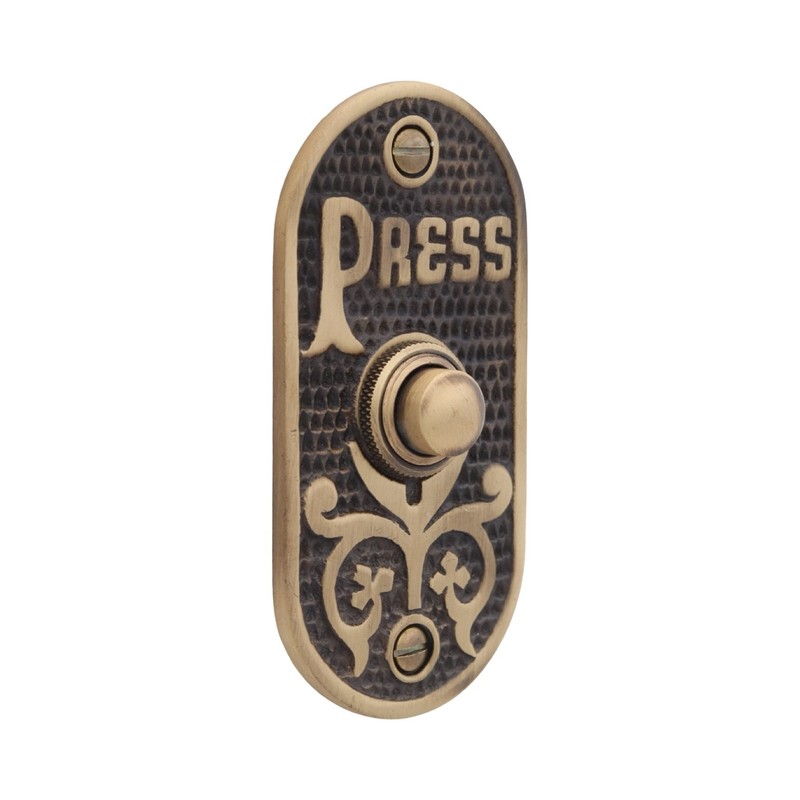 PRESS Oval Push Button Doorbell Solid Cast Brass - 3 Finish Choices gallery