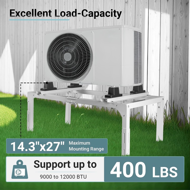 Eastrexon Mini Split Ground Stand, Adjustable 9,000-12,000 BTU, White gallery