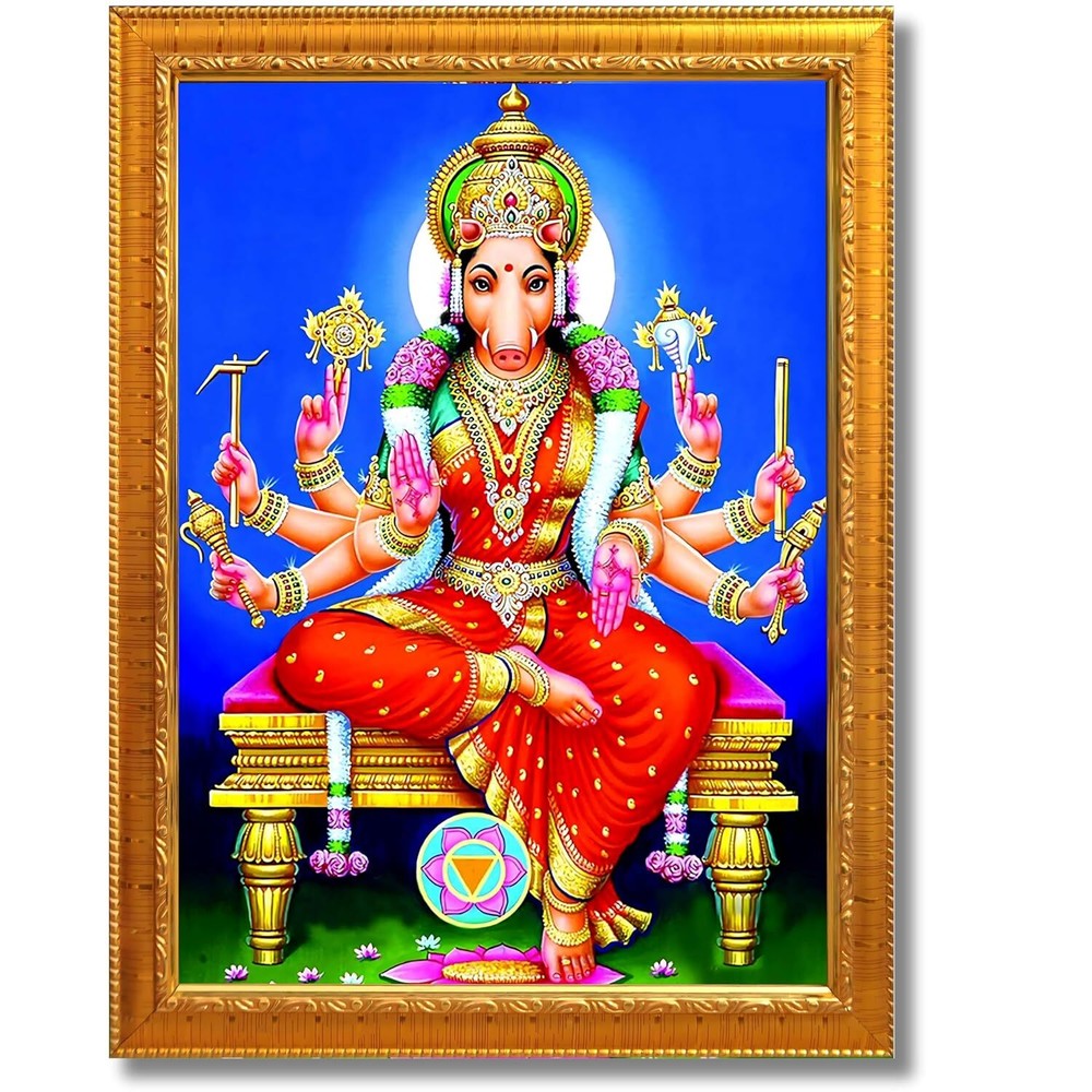 Varahi Amman Devi Religious Photo Frame with Acrylic Glass, 14 Inch X 10 Inch