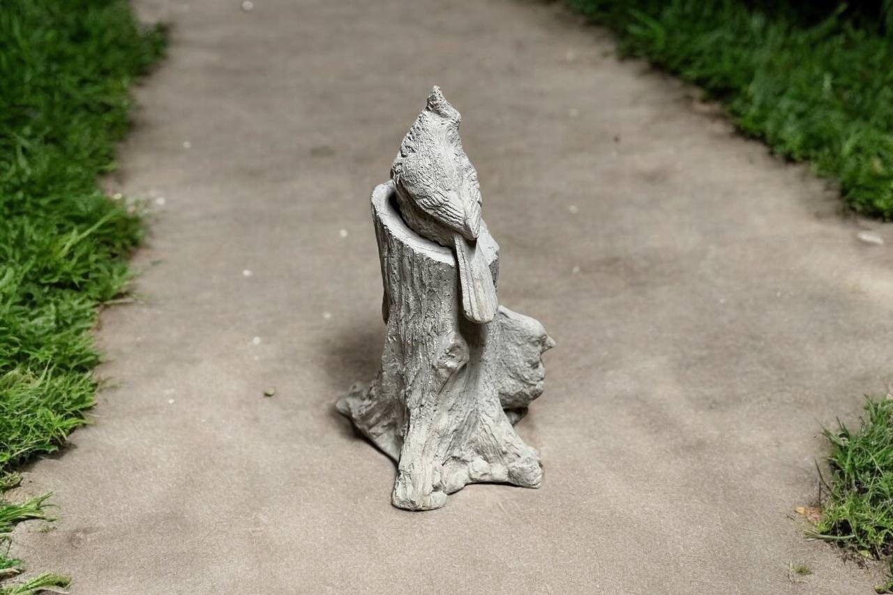 Bird Garden Statue Concrete Outdoor Decor Birds on Tree Stump Nature Yard Sculpt gallery