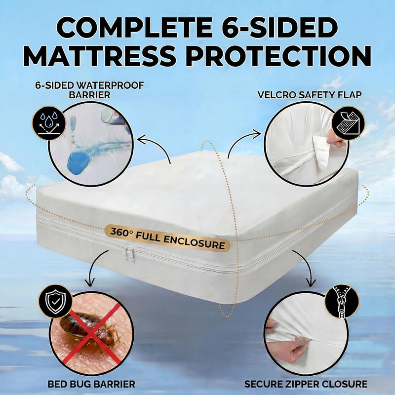MATTSHIELD Ultimate 3-Piece Kit - Bed Bug-Proof Mattress Cover Queen Size 100% C gallery