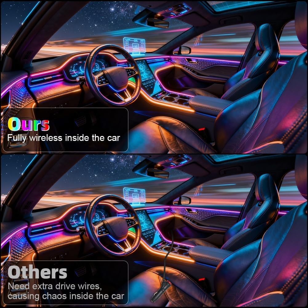 Acrylic Interior Car Ambient Lighting, Interior RGB LED Strip Kit with Music Syn gallery