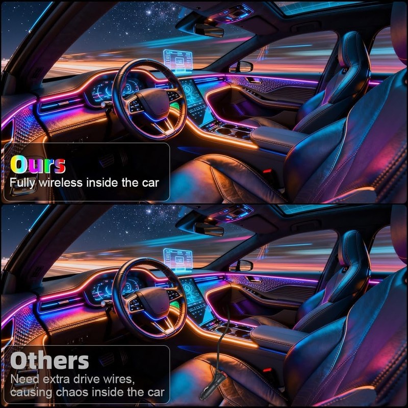 Acrylic Interior Car Ambient Lighting, Interior RGB LED Strip Kit with Music Syn gallery