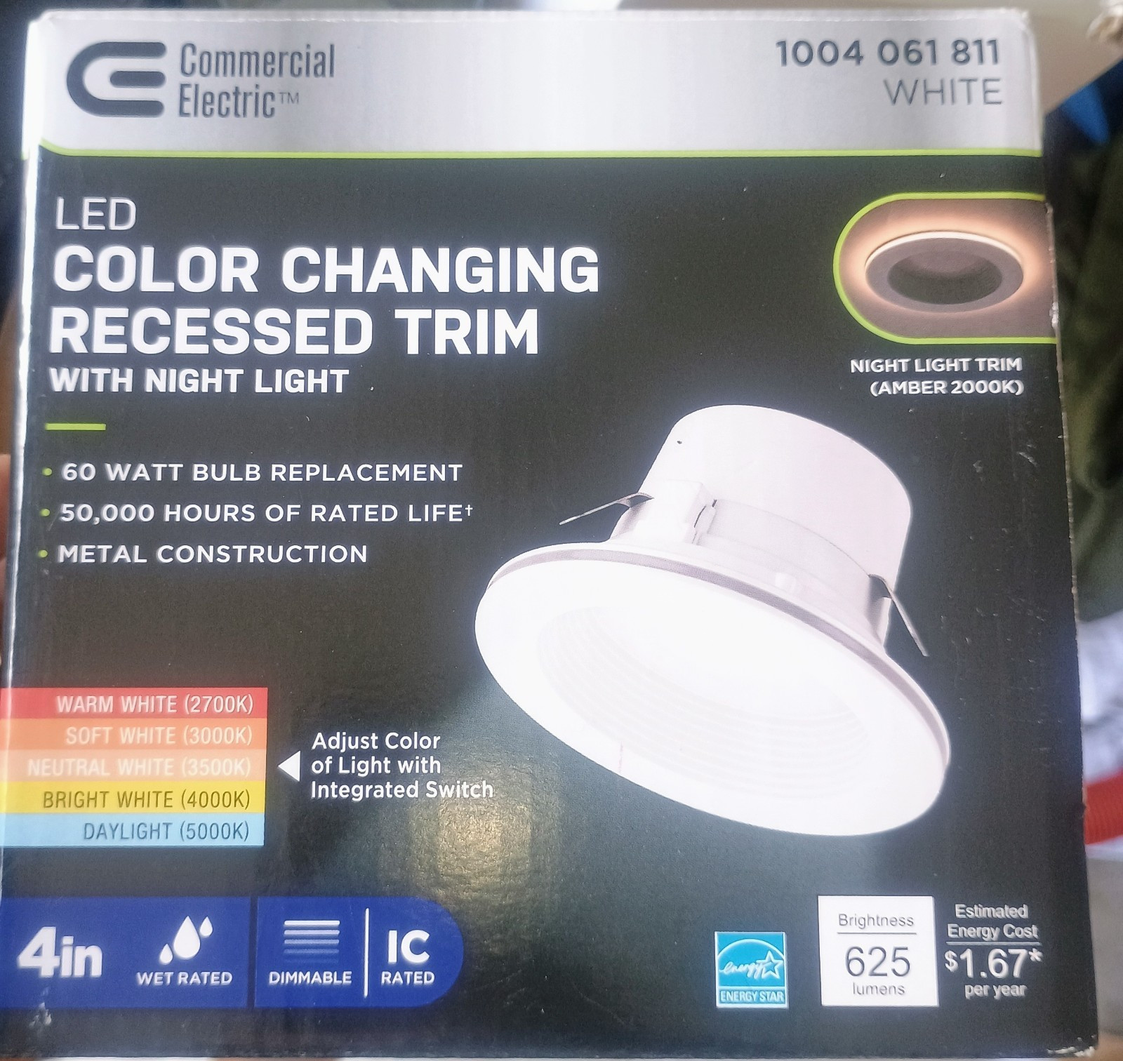Commercial Electric 4in LED Color Changing Recessed Trim Night Light White 625lm gallery