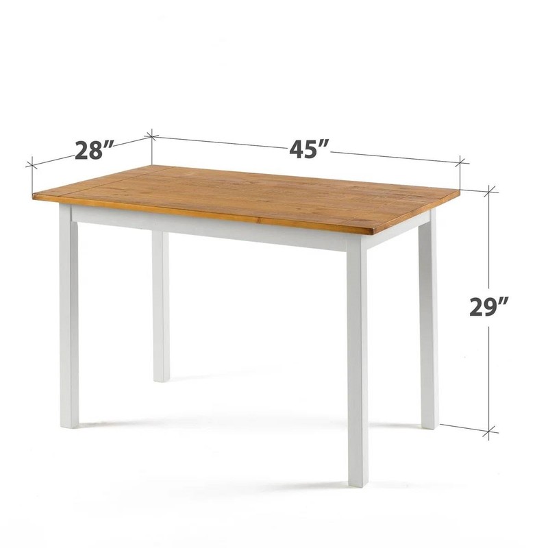 Solid Pine Farmhouse Dining Table White Legs Natural Wood 45x28in gallery
