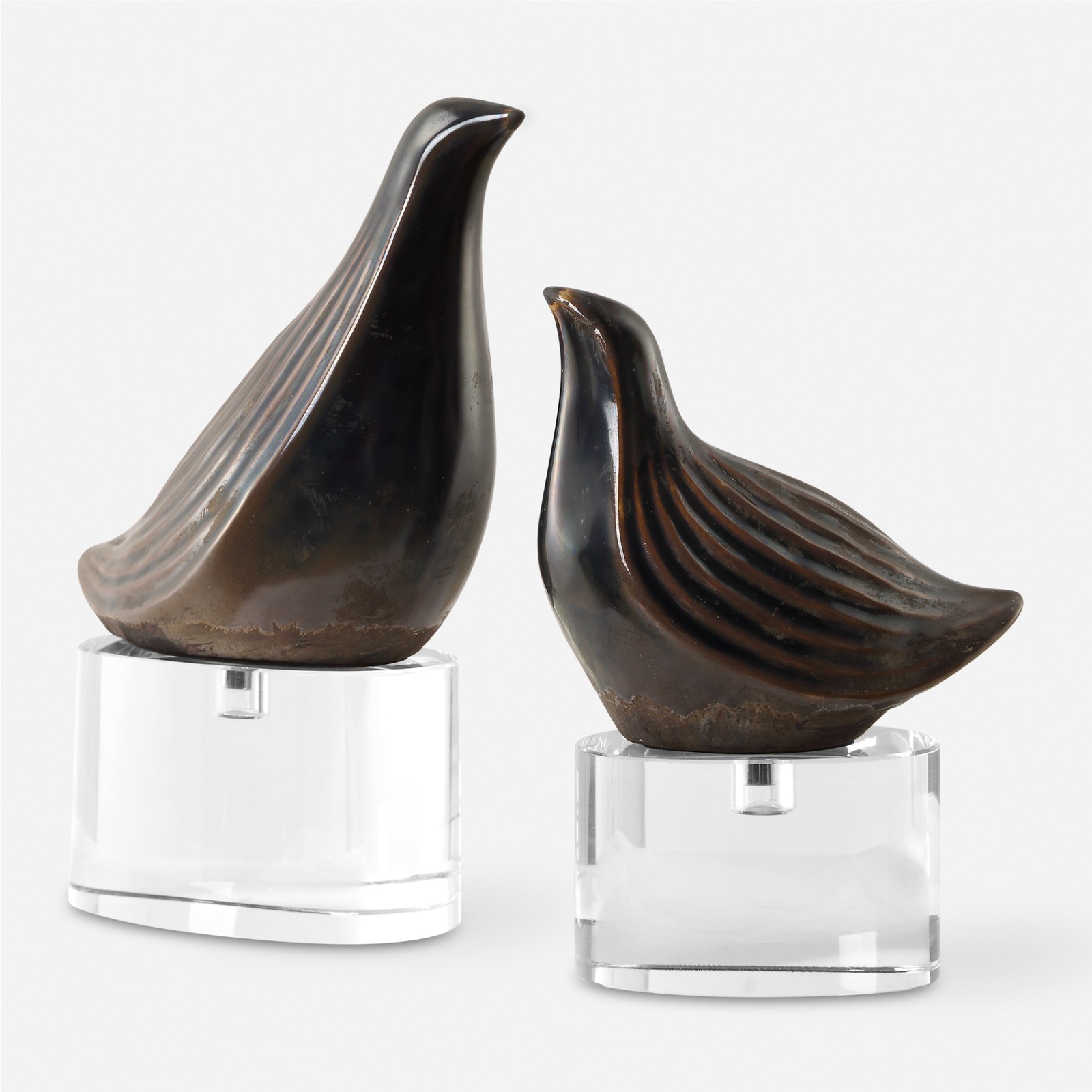 Uttermost 18144 Nesting Bird Ceramic Animal Sculpture - Set of 2 - Grey gallery