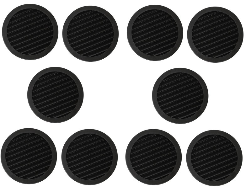 5" Black Round Plastic Louver Soffit Air Vent Reptile Screen Grille Cover gallery