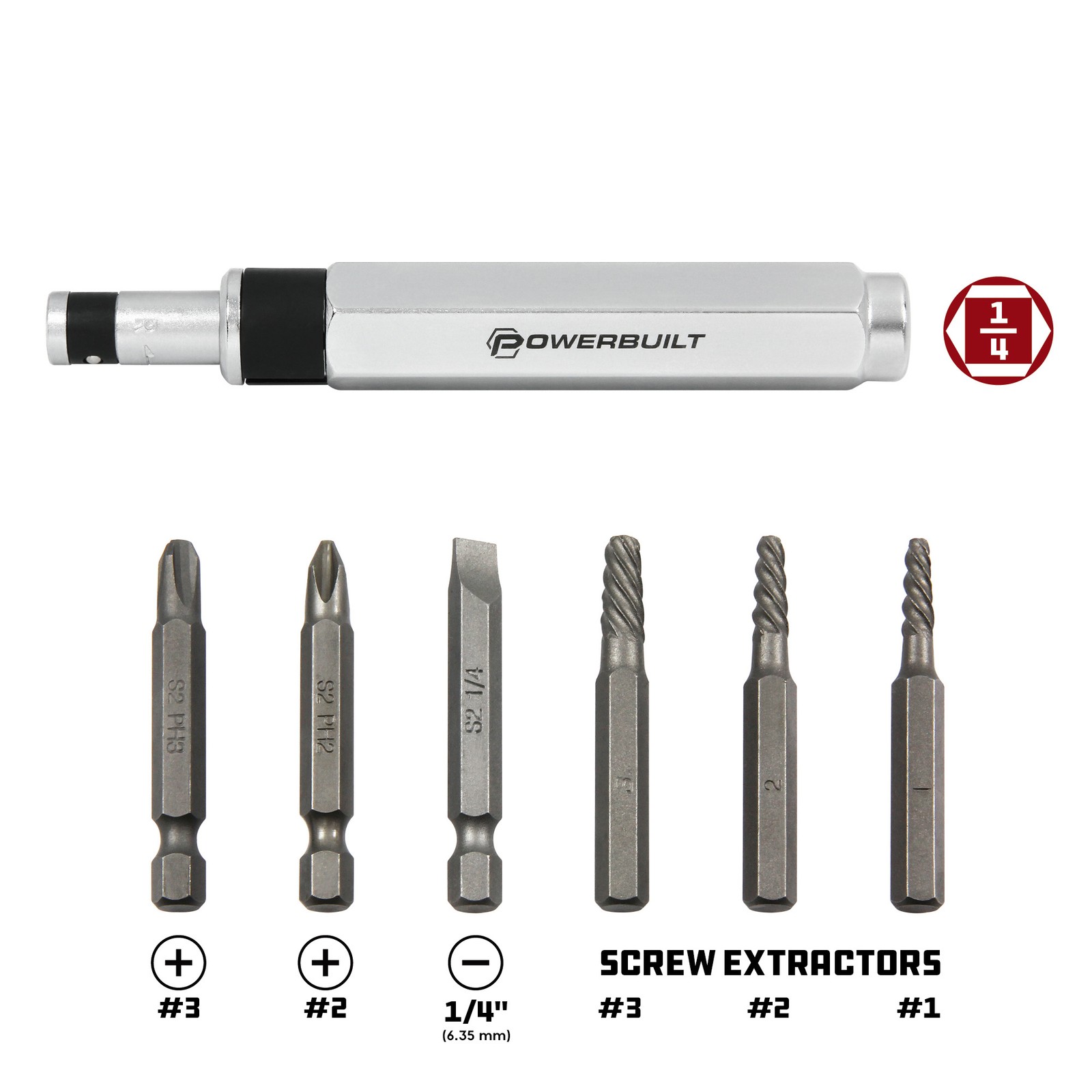 Powerbuilt 7 Piece Mini Impact Driver and Extractor Set - 647767 gallery