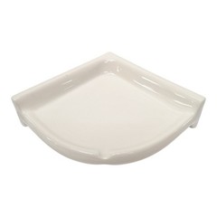 Round Extra Large Bone Glossy Ceramic Corner Shelf for Shower Bathroom Wall