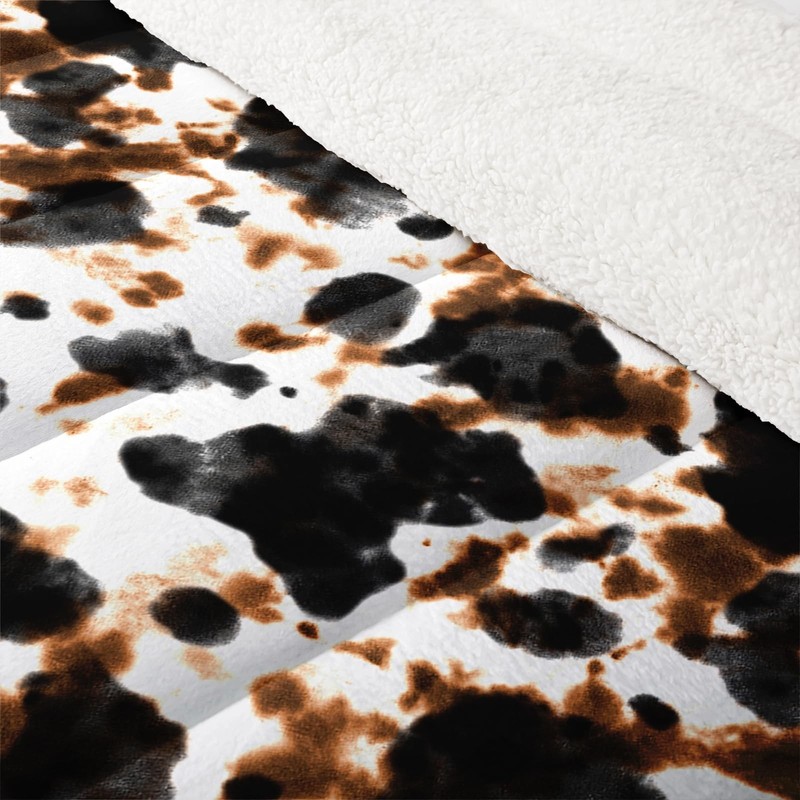Nttopship Cow Fur Print Comforter Set Twin Sizeblack And Brown Cowhide Bedding gallery