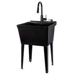 Tehila Utility Sink with Black Pull-Down Faucet 19 Gallon – Black