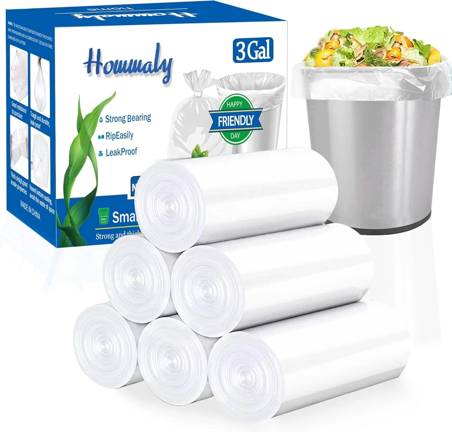 3 Gallon Clear Trash Can Liners,Small Clear Garbage Bags 300,Extra Strong 2.6,3 gallery