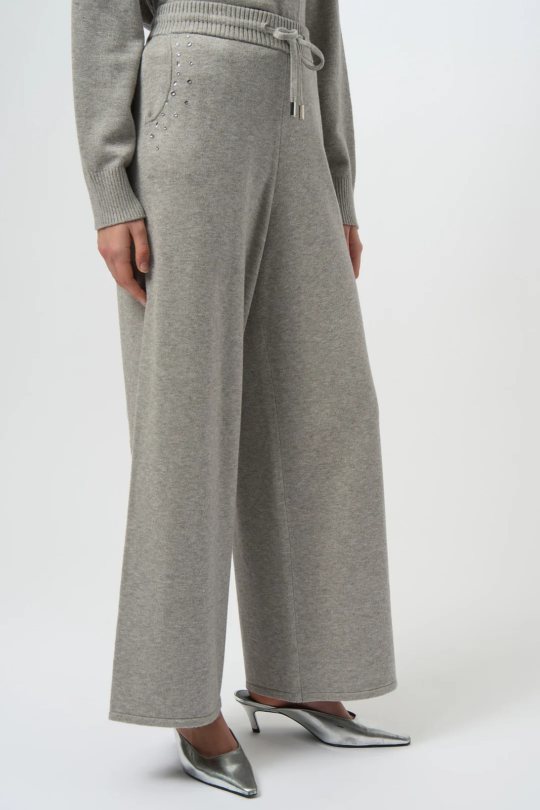 Joseph Ribkoff Grey Melange Embellished Pull On Wide Leg Pants 254945 gallery
