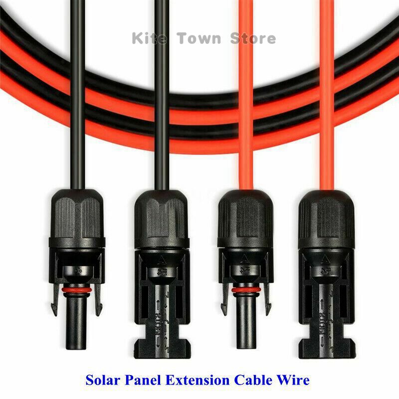 New 1 Pair Black + Red Solar Panel Extension Cable Wire Connector 12/10 AWG gallery