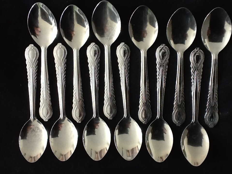 12 Sugar Spoons Coffee Tea Spoon Stainless Steel Mini Small Dozen 4 inch gallery