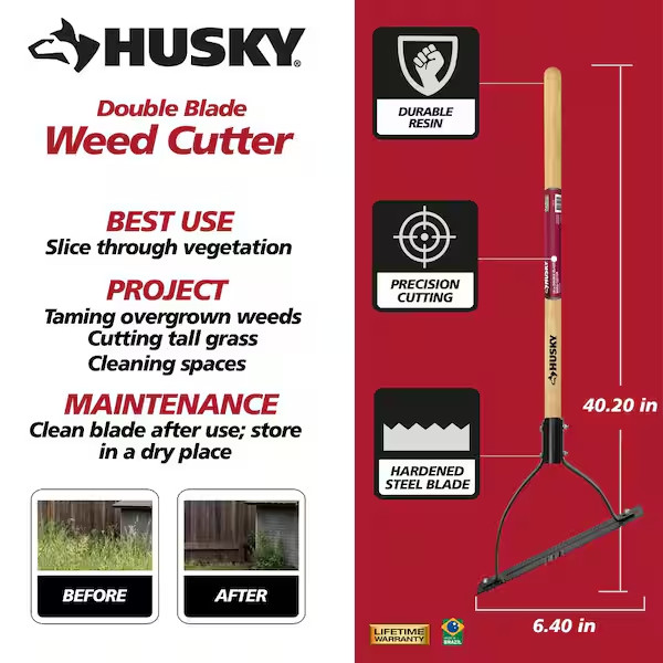 NEW Durable Double Blade Weeder Cutter Hardwood Handle for Tall Grass Vegetation gallery