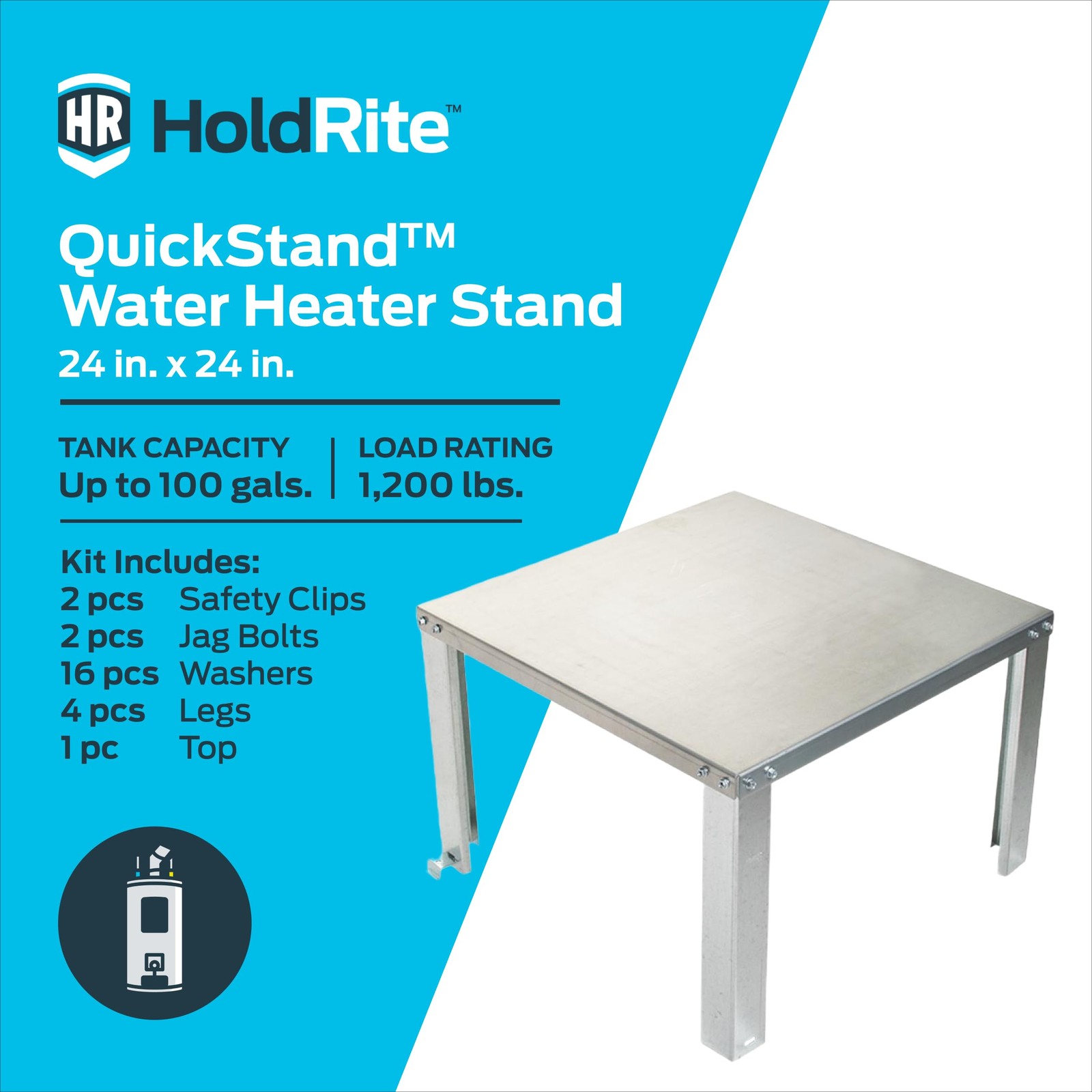 Holdrite QuickStand 24 Inch Water Heater Stand, 24 in. x 100 Gallons, Steel gallery
