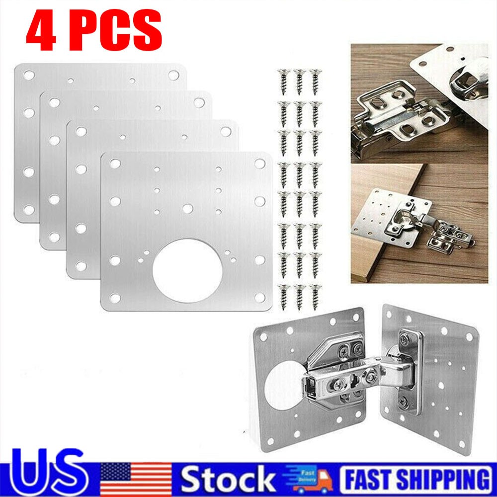 4-20x Cabinet Hinge Repair Plate Kit Kitchen Door Cupboard Hinge Mounting Plat gallery