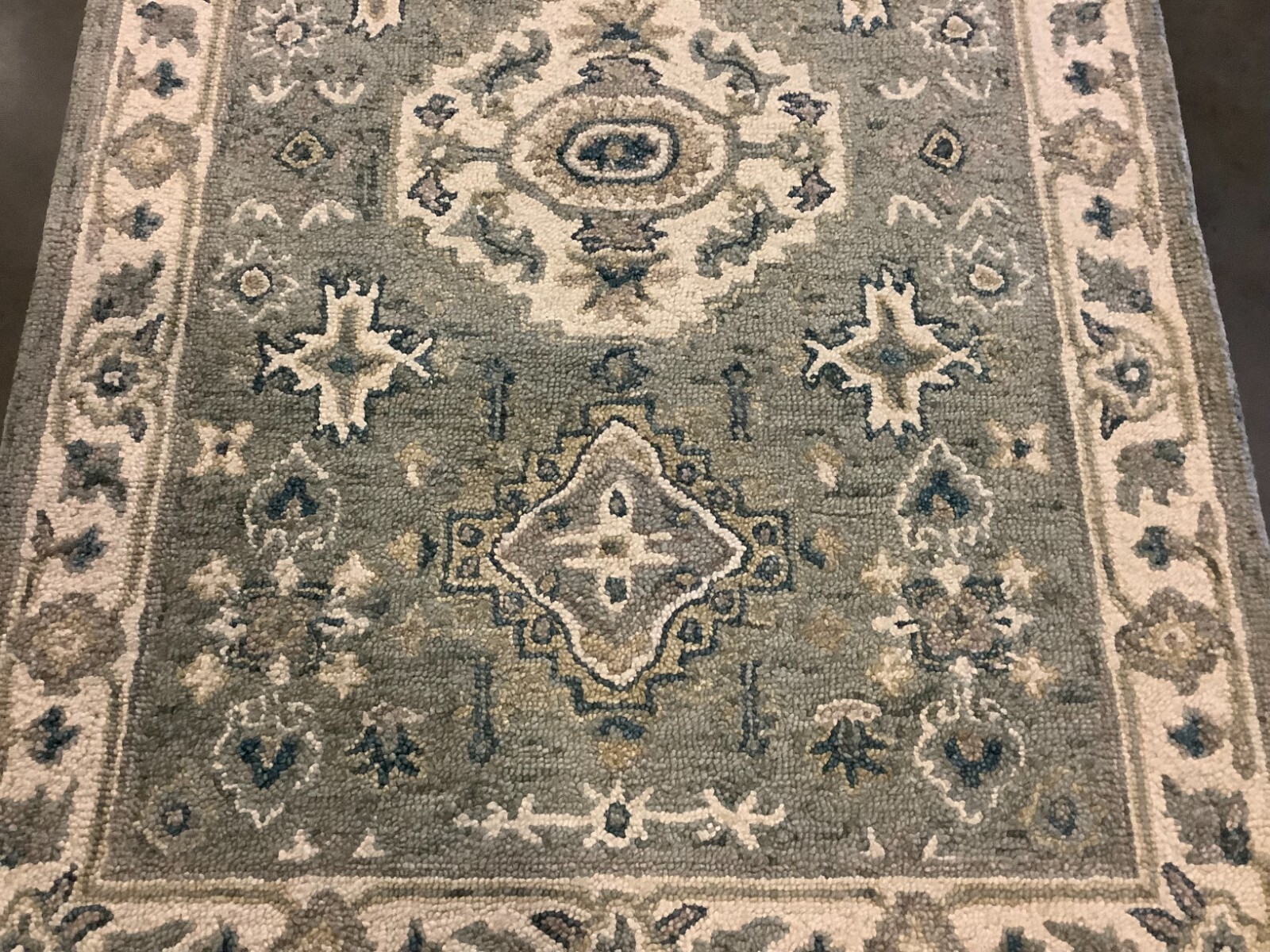 MOSS / IVORY 4'-0" x 6'-0" Back Stain Rug, Reduced Price 1172676480 APN601W-4 gallery