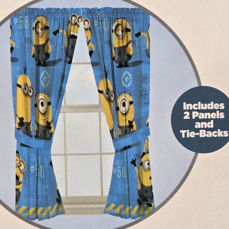 Despicable Me Minions Microfiber Window Panels Franco Blue Kids Curtains 63in gallery