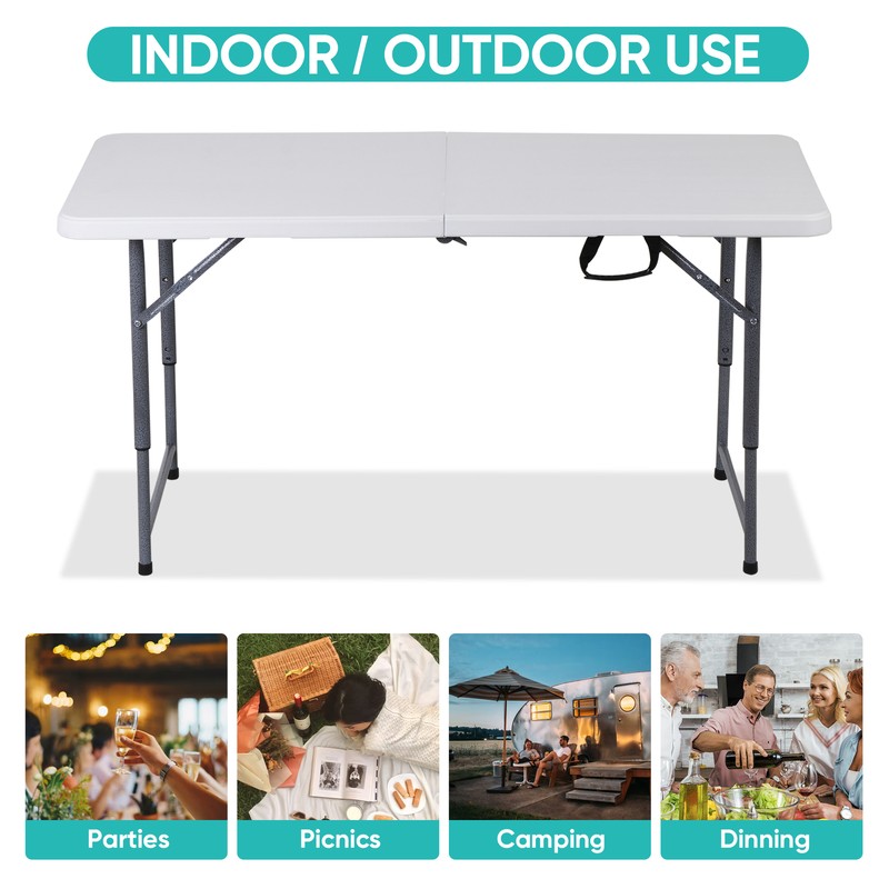 Folding Table 4' Portable Table Foldable Legs & Adjustable Height Utility Table gallery