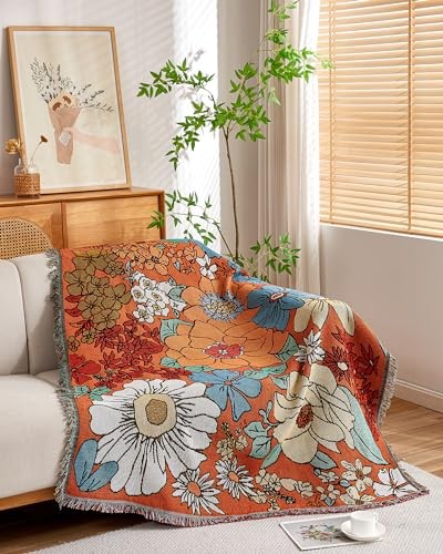 Chair Recliner Cover Boho Throw Blanket Hippie 50" X 70" The Orange Floral gallery