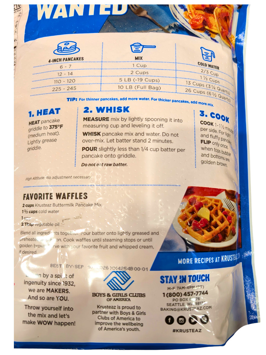 Krusteaz Buttermilk Light & Fluffy Complete Pancake Mix 10 Lb Bag EXP 06/2027 gallery