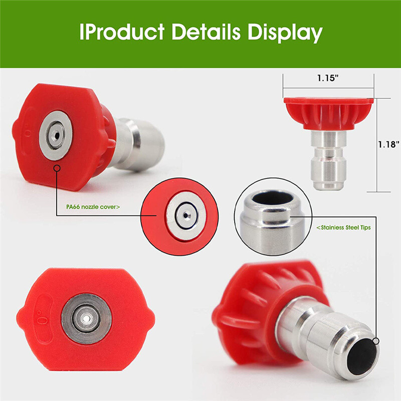 CarCarez Pressure Washer Nozzle Tips Multiple Degrees, 1/4 INCH (2.5 GPM) gallery