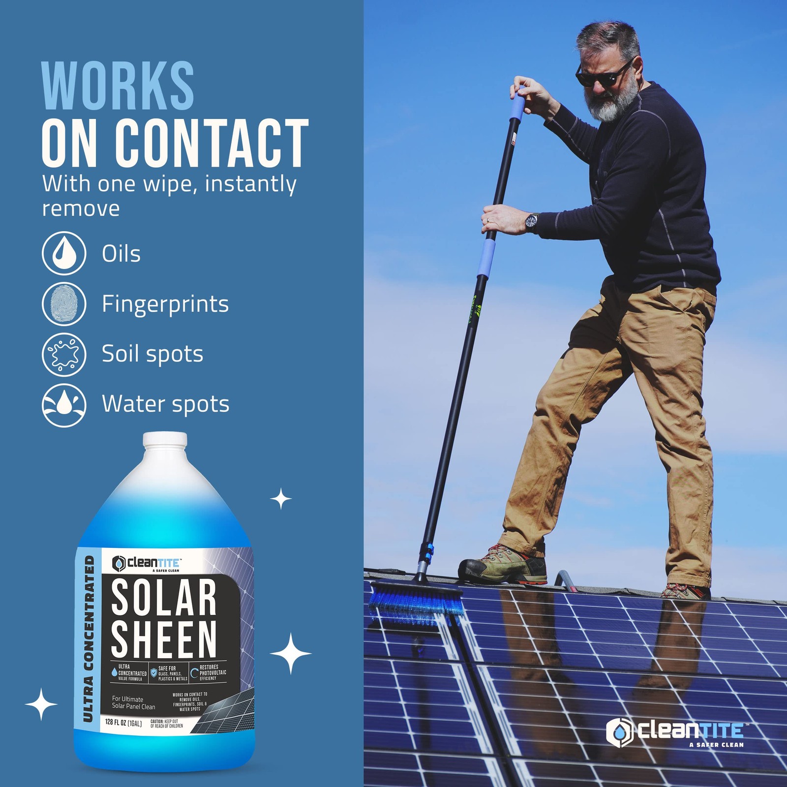 CLEANTITE Solar Panel Cleaner 1 Gallon (Makes 512 G) - 128 Fl Oz (Pack of 1) gallery