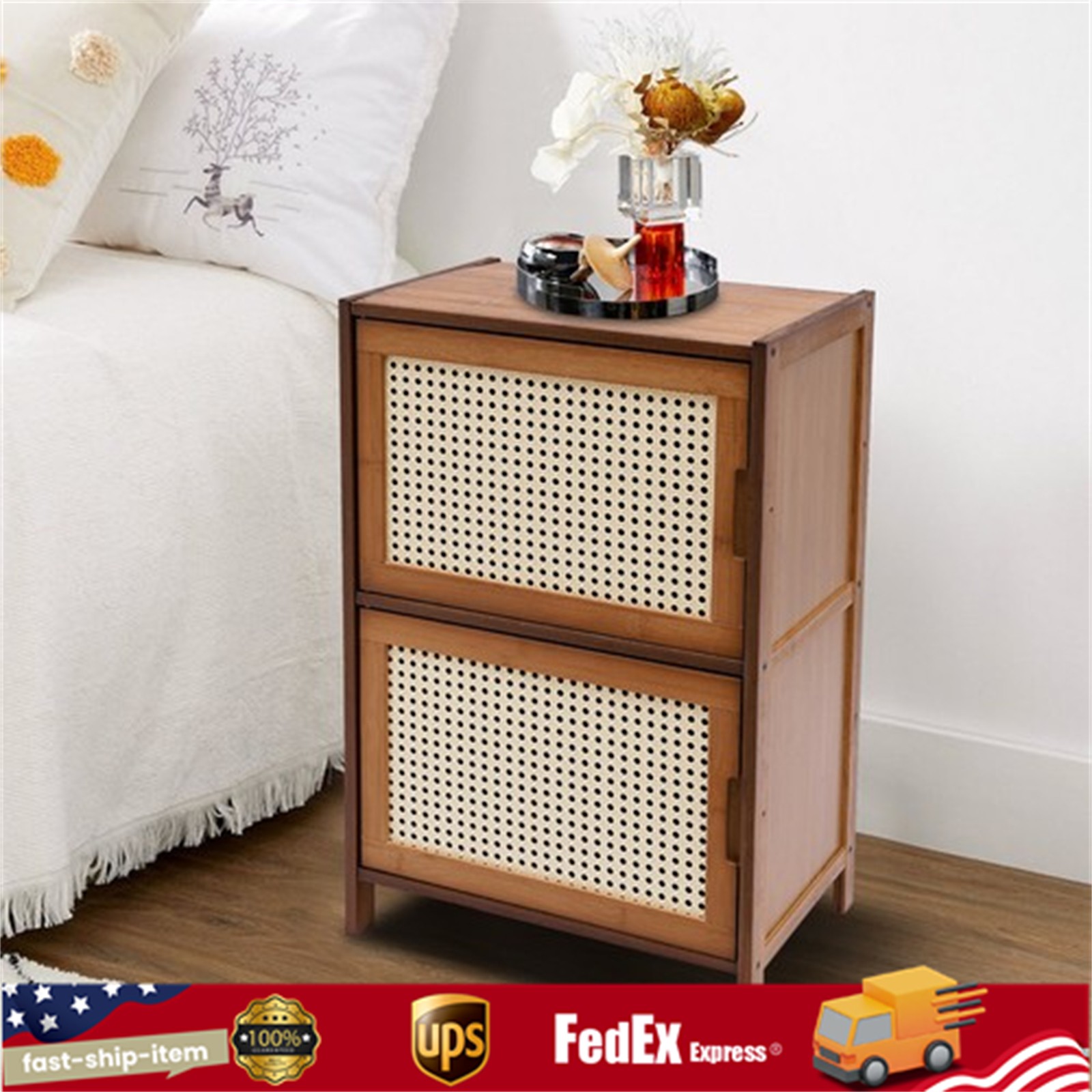 Modern Nightstand 2 Drawers End Side Table Bedside Table with Storage Cupboard gallery